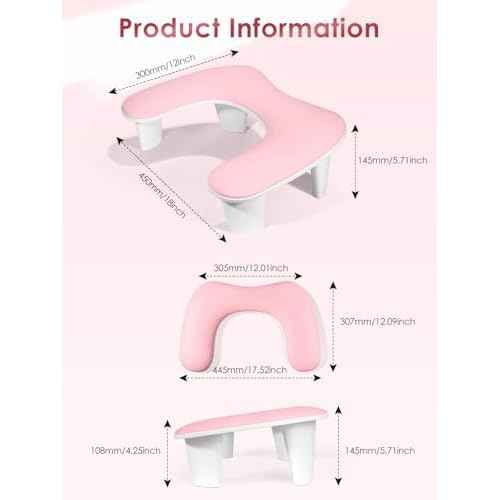 Arm Rest for Nails Tech - U-shaped Manicure Nail Hand Rest Pillow Cushion, Big Microfiber Leather Nail Arm Rest Stand for Acrylic Nail Art Tech (Pink)