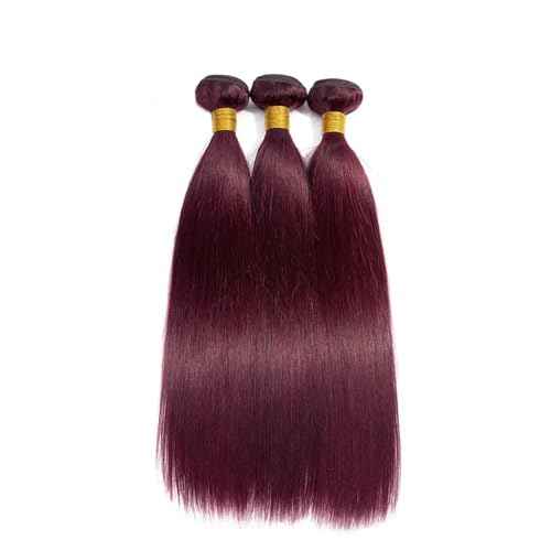 Human Hair Bundles 22 24 26 Inch Burgundy 99J Straight Bundles Human Hair 100% Unprocessed Soft Sewn In with Double Drown Weft for Black Women