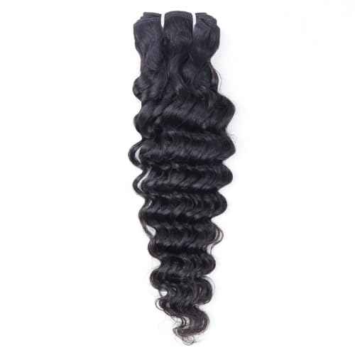 Odir Deep Wave Hair Bundles with 13x4 Frontal Brazilian Human Hair Deep Curly Hair 3 Bundles with Lace Frontal 14 16 18+12 Inch 9A Unprocessed Virgin Hair Natural Color