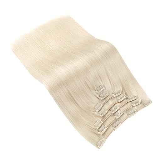 Ve Sunny Blonde Clip in Hair Extensions Human Hair Clip in Extensions Platinum Blonde Real Human Hair Extensions Clip ins Long Straight Hair Easy to Wear 7pcs 120g 20inch