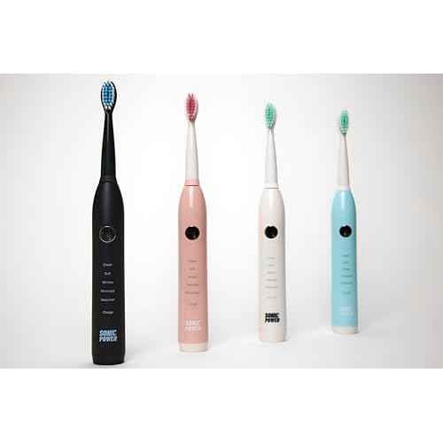 Electric Toothbrush Kit, Ultra Portable & Lightweight with 5 Cleaning Modes, 1 Year Supply of Brush Heads, Rechargeable Battery, Mirror Mount & Travel Cap Included (White)