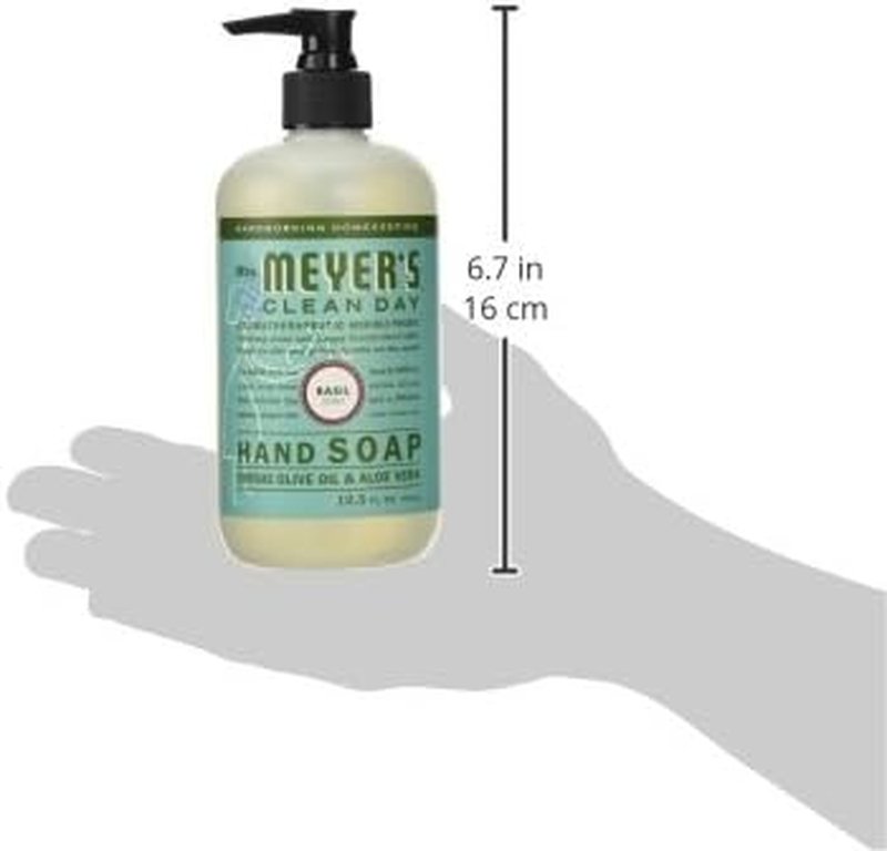 Mrs. Meyer's Clean Day Hand Soap - Basil Scent | 12.5 Fl Oz Bottle (Pack of 4)