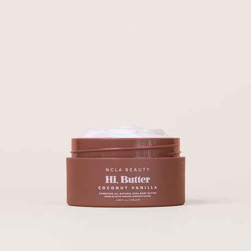 NCLA - Hi Butter, Natural Shea Body Butter | Nourish, Soften, Hydrate Skin | Shea, Mango + Cocoa Butters, Vitamin C | Vegan, Cruelty-Free, Clean Skincare (Coconut Vanilla; 100 mL | 3.34 fl oz)