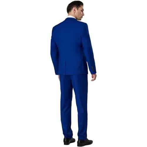 DEETRUST Men's 3 Piece Slim Fit Suit Set, 2 Button Blazer Jacket Vest Pants with Tie, Mens Suit for Party, Wedding & Business