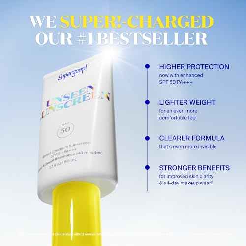 Supergoop! Unseen Sunscreen - SPF 50 - Clear & Invisible Face Sunscreen + Broad Spectrum + Makeup-Gripping Primer - Weightless, Scentless, Oil Free - For All Skin Types & Tones - 2.5 fl oz, 2 Pack
