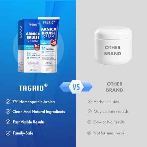 TAGRID Arnica Cream Extra Strength: Fast Pain Relief Arnica Bruise Cream with Vitamin K for Bruising and Swelling on Thin Skin, Joint Pain, Muscle Pain, Soreness (4 OZ)