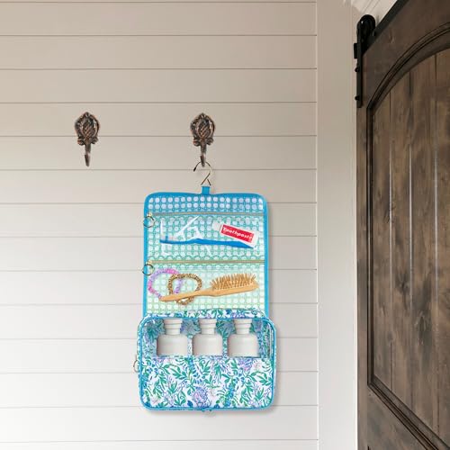 Lilly Pulitzer Travel Toiletry Bag with Handle, Pockets, and Zipper, Hanging Travel Organizer for Makeup and Toiletries, Just a Pinch