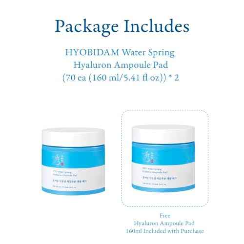 Sooryehan Hyobidam Water-Spring Hyaluronic Acid Pad (10.82fl oz, Pack of 2) - Gentle Daily Facial Toner Cotton Rounds for Soothing, Moisturizing, Exfoliating. Ginseng, Green Tea.