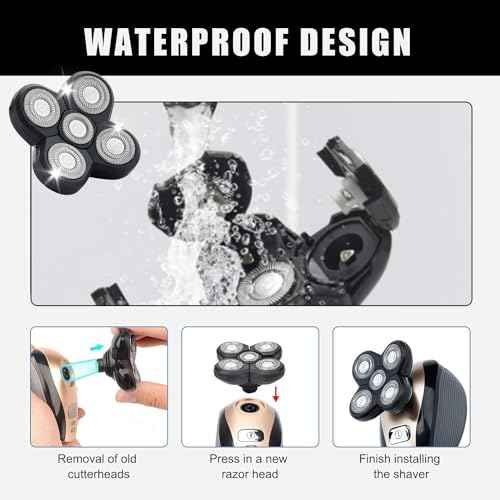 Shaver Replacement Blades Compatible with Freedom Head Shaver Kit, 5 Head Replacment Shaver Heads for Bald Men Head and Face Electric Razor Shaver Head (Heads/2PCS)