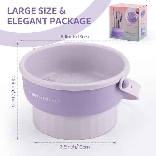 2 Pack Makeup Brush Cleaner Mat 3 in 1 Silicone Makeup Brush Cleaner Makeup Brush Cleaning Bowl Makeup Brush Sponge Scrubber Tool for Cleaning, Storage And Upside Down Drying£¨Two Pink)