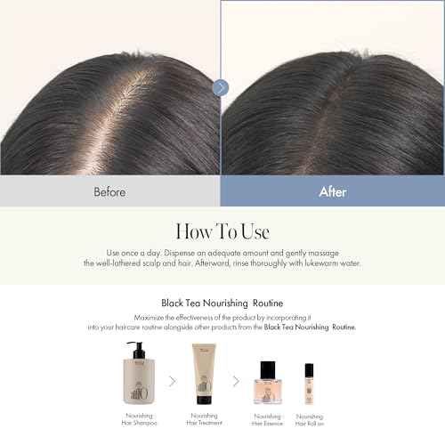 Vegan Nourishing Scalp Shampoo with Black Tea, Hyaluronic & Amino Acids to Strengthen Scalp Barrier, Creamy Woody Scent, Paraben, Sulfate & Silicone Free 450ml / 15.22 fl. Oz