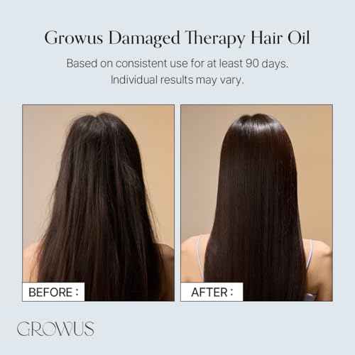 GROWUS Damage Therapy Hair Oil | Protein Botanical Oils Lightweight Non-Greasy | Adds Shine Heat UV Protection Frizz Control | K-Beauty Korean Hair Care (2.2 fl oz / 65ml)