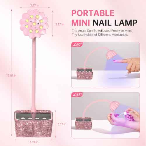 UV Nail Lamp, Mini UV Light for Gel Nails Polish, Rechargeable Nail Dryer with 4 Timers, Quick Drying Cordless Goosenecks Home Nail Salon DIY Manicure