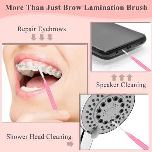 120 Pcs Micro EyeBrow Lash Brush with Cap - Professional Beauty Mini Spoolies for Makeup, Thuya Brow Lamination and Travel - Perfect for Makeup Artists, Beauty Lovers, and Gifting (Pink)