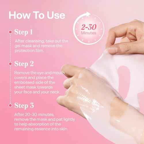 Torriden CELLMAZING Collagen Firming Gel Sheet Mask for Face & Neck (4 Pack) | Smoother, Firmer-Looking Skin with 5D Collagen Complex | Great Holiday & Christmas Gift Stocking Stuffer