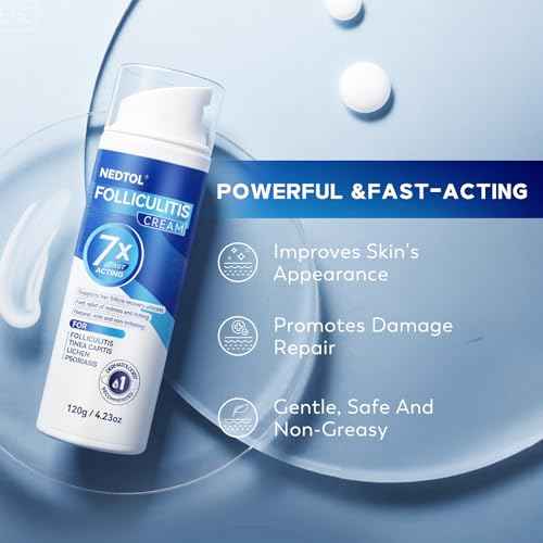 Folliculitis Treatment Cream, 7X Fast-Acting Antibacterial Ointment for Scalp, Face & Body, Relieves Itching, Redness & Bumps, Intensive Skin Therapy ? 120g