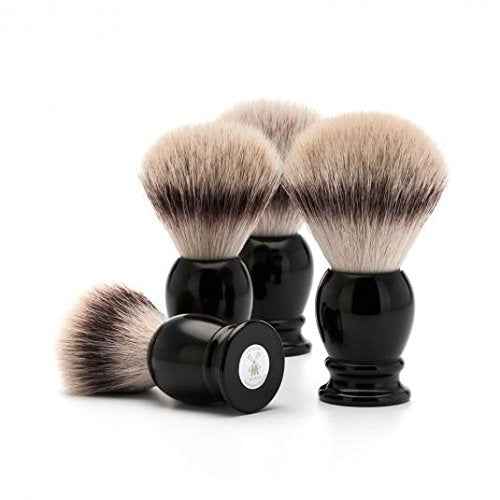 M?HLE Classic Black Medium Silvertip Fiber Shaving Brush - Synthetic Luxury Shave Brush for Men, Rich Lather