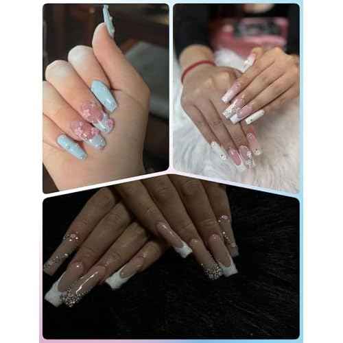 10000Pcs Flower Nail Charms Spring 3D Flowers for Nails with Caviar Beads and Flatback Pearls Cute Resin Nail Art Charms 24 Grids