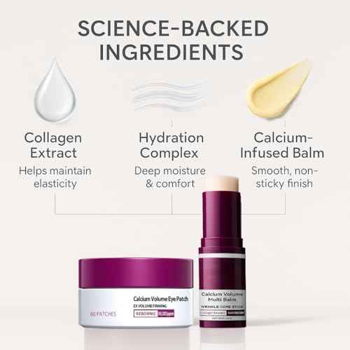 Eye Care Duo ? Calcium Volume Multi Balm Stick + Hydrogel Under Eye Patches 60ea (30 Pairs), Hydrating & Smoothing Eye Treatment, Gentle on Skin, Travel-Friendly