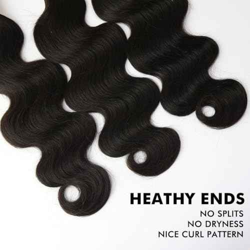 Body Wave Bundles Human Hair 20 22 24Inch Human Hair Raw Bundles 100% Unprocessed Brazilian Virgin Quick Weave Hair 3 Bundles for Black Women Natural Color