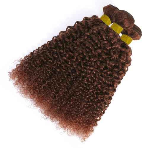 20 22 24 Inch Inch Human Hair Bundles Copper Red Brown 33 Color Jerry Curly Bundles Human Hair 12A Unprocessed Quick Weave for Black Women Soft Sewn In with Double Weft