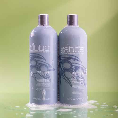 ABBA - Pure Moisture Shampoo & Conditioner Hydrating & Nourishing Value Duo Set ? Olive Butter & Peppermint Oil, 32 fl oz Each