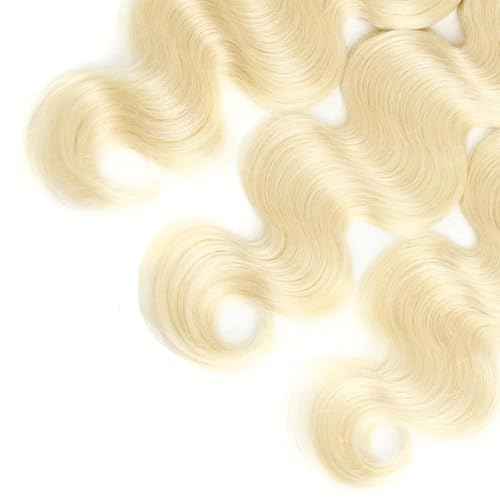 Blonde Bundles Human Hiar 613 Honey Blonde Extension Human Hair Body Wave (26 28 30 Inch) Unprocessed Virgin Human Hair Bundles 100g/PC 300g Total Double Weft for Black Women