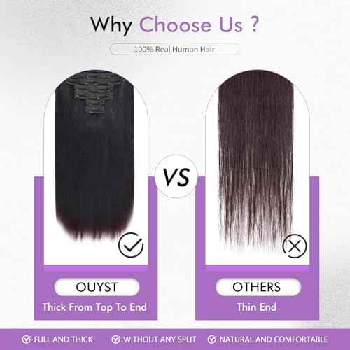 Yaki Seamless Clip in Hair Extensions Human 7Pcs 120g 18 Inch Natural Black Straight Yaki Clips Ins Full Head Brazilian Remy Hair Extensions For Women