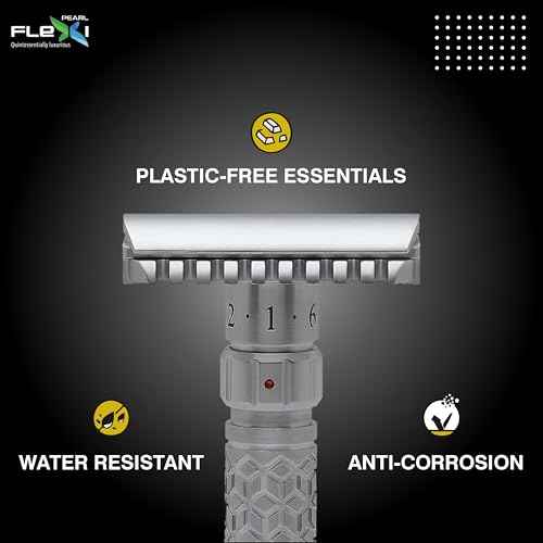 Pearl Flexi Open Comb Adjustable Safety Razor - Made of 100% Brass Metal | Adjustable from 1 to 6 | Men's Shaving Razor for Fathers Day Gift