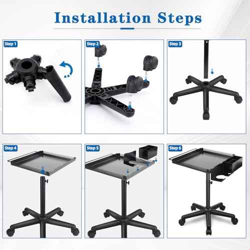 Rolling Salon Tray, Hairstylist Tray on Wheels with Holder and Hair Separator Stand for Salon Station, Salon Tray Cart, Salon Trolley Cart for Salon&Home Use
