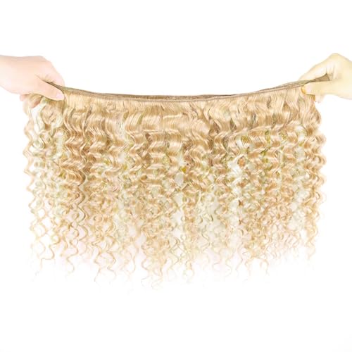 613 Human Hair Bundles Blonde Deep Wave Bundle 613/27 Human Hair Bundle 20 22 24 inch Honey Blonde 3 Bundles 300g