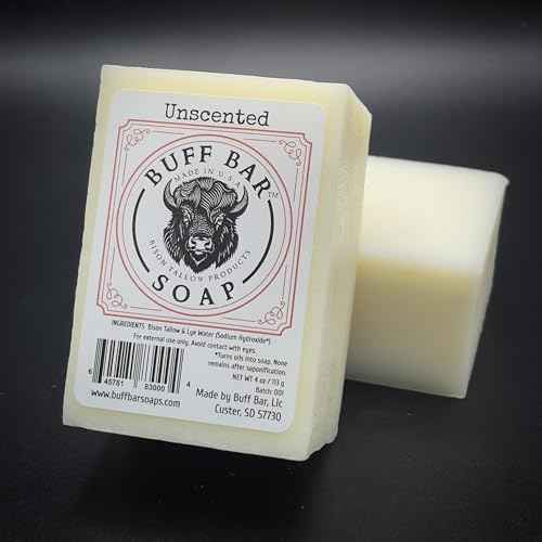 BUFF BAR Bison Tallow Buff Soap Bar, Unscented, (2 pack) - Cleans, Moisturizing, Non-Habit Forming, Soothes, Hydration, Naturally Derived - No Dyes, Chemicals, Fragrances, Preservatives
