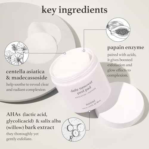 NOONI Facial Toner Pads - Glycolic Acid Exfoliating Pads 80 EA | AHA(Glycolic Acid, Lactic Acid), Pore Pad, Glass Skin, Reduces Fine lines with Panthenol & Hydrating Serum, Korean Skin Care, Kbeauty