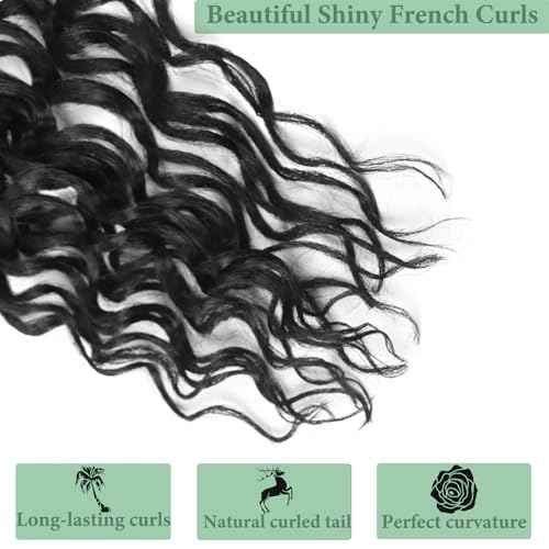 Deep Faux Locs Crochet Hair 12 Inch 8 Packs Goddess Locs Crochet Hair 1B Soft Loc Faux Loc Crochet Braids with Curly Ends Prelooped Deep Wave Croceht Braids for Black Women(Natural Black)