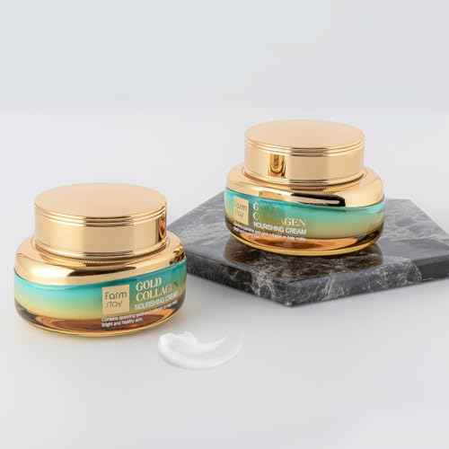 FARMSTAY Gold Collagen Nourishing Cream - Collagen Cream for Vibrant Skin - Face Moisturizer for Skin Elasticity - Strengthens Skin Barrier - 1.85 oz