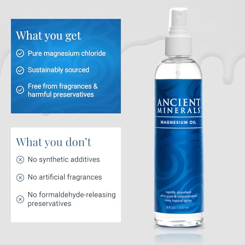 Ancient Minerals Magnesium Oil Refill Bottle, high Concentration Topical Genuine Zechstein Magnesium Chloride Topical Magnesium (33oz)
