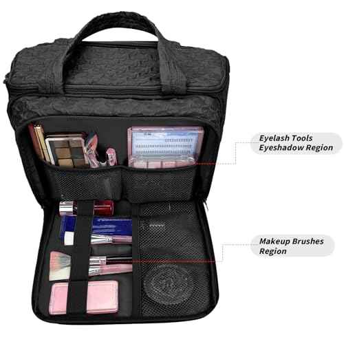 SUNRISING Travel Toiletry Bag Makeup Bag for Women, Large Water-Resistant Travel Cosmetic Make Up Bag with Handle£¬Travel Toiletry Bags for Compartments Accessories Essentials-Black