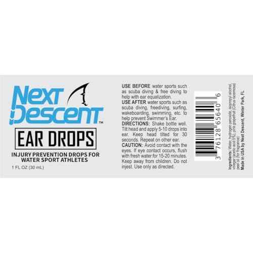 Swimmers Ear Drops for Pool & Ocean Swimming | Next Descent Prevention Drops for Waters Sports, Swimming, Diving and Snorkeling