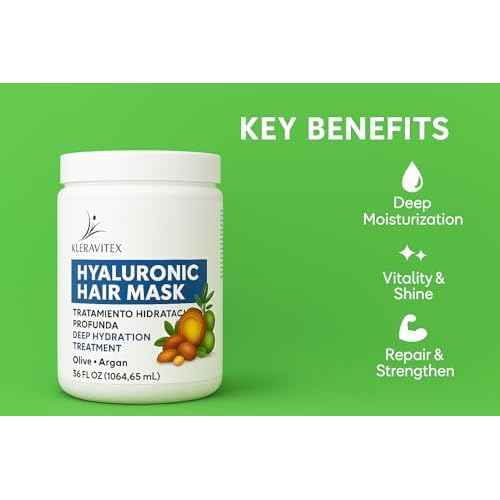 Hyaluronic Hair Mask Formulated With a Rich Blend of Olive Oil and Jojoba Oil to Provide Intense and Lasting Hydration for Dry or Damaged Hair, Restore Vitality and Shine (36 OZ)