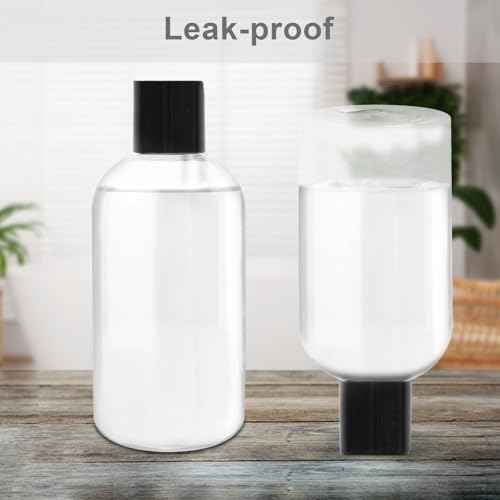 20 Pack 8 oz Empty Plastic Bottles with Black Disc Caps Reusable Clear Leak-Proof Travel Squeeze Containers for Shampoo Conditioner Toiletries Liquid Soap