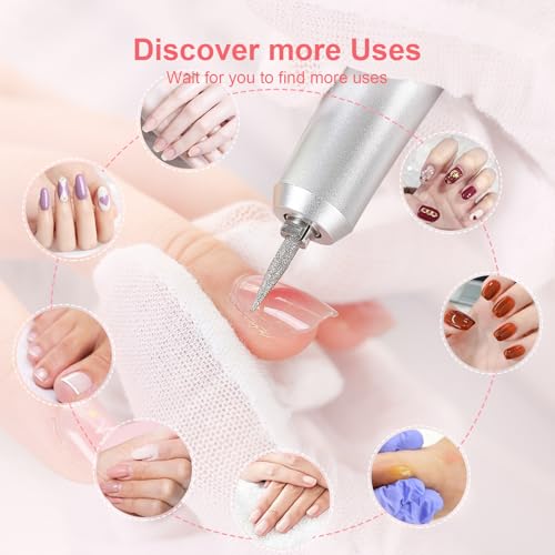 Electric 45000RPM Nail Drill Machine Rechargeable Portable Nail File Electric DIY Nail Drill Kit with Smart LCD Screen for Gel Nail Manicure and Pedicure Reflective Body etc (White)