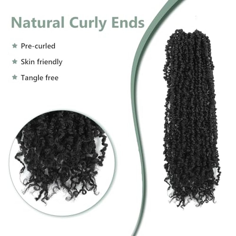 Yanky Twist Crochet Hair 16 Inch 8 Packs Crochet Yanky Twist Hair Spring Mini Twist Crochet Hair Extensions 1B Bohemian Passion Twist Braiding Hair for Black Women