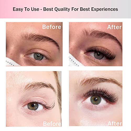 Promade Eyelash Fans Mix Length 1000 Volume Lash Extensions 8D-16D, C D Curl, 9-16mm Length, 0.05-0.07 Short Stem Promade Premade Pre Pro Loose Fans Eyelash Extension, Easy Application
