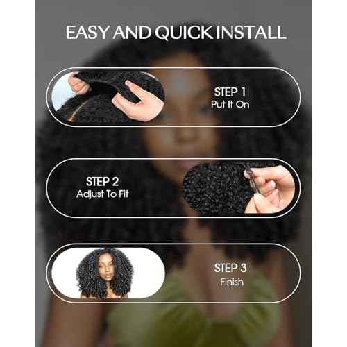 Burmese Curly Half Wig Human Hair 200% Density Put on and Go Glueless Wigs with Drawstring 3 In 1 Flip Over Headband Wig for Women Beginner Friendly 20 inch