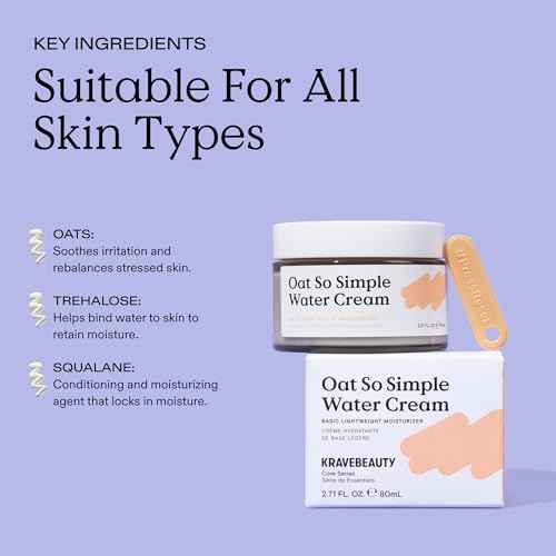 KraveBeauty Oat So Simple Water Cream ? Korean-Inspired Daily Moisturizer, Hydrating & Soothing, Oat & Squalane, Vegan & Cruelty-Free, 2.7 fl oz