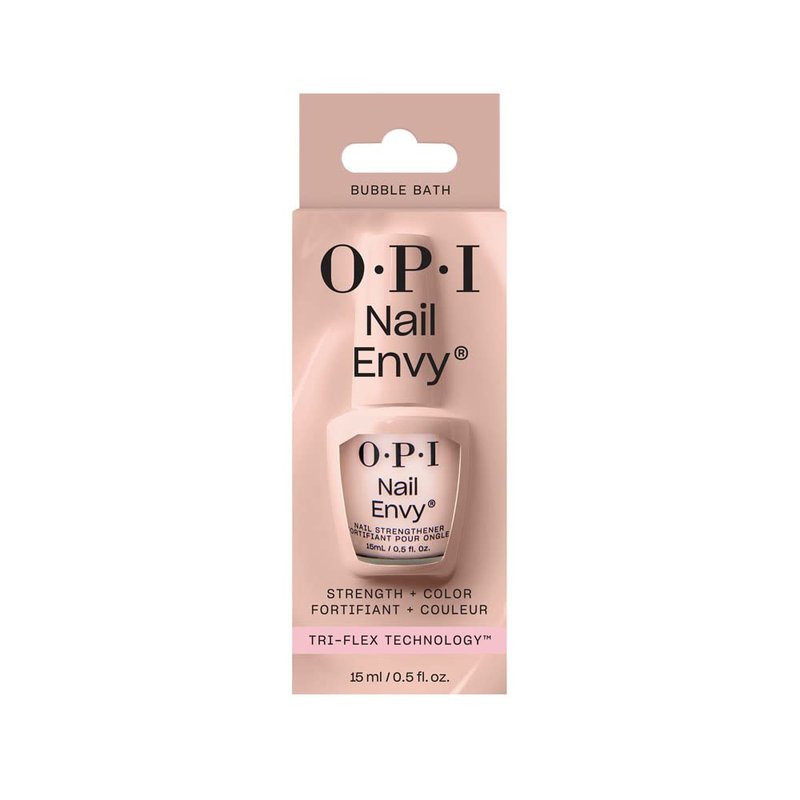 OPI Nail Envy Strengthener Bubble Bath | Sheer Nude Pink Crème Strengthening Nail Polish Treatment | For Weak & Thin Nails