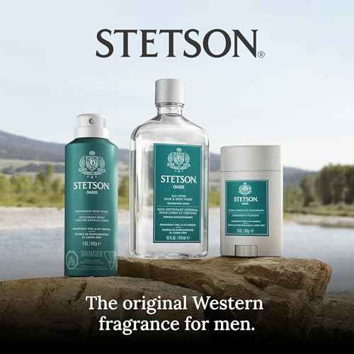 SCENT BEAUTY STETSON Personal Care All Over Hair & Body Wash Moisturizing Body Wash & Shampoo - 16 oz - 3 Pack - Oasis