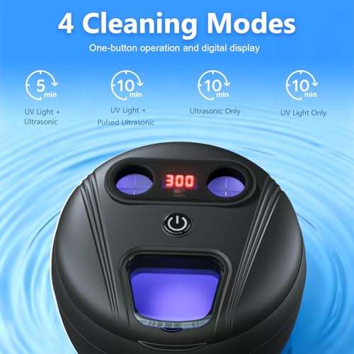 Dental Ultrasonic Retainer Cleaner Machine - Dental Cleaning Pod for Denture, Mouth Guard, Aligner, Night Guard, Braces, Toothbrush Heads, Jewelry, 45kHz Sonic Cleaner with Digital Timer & 200ML