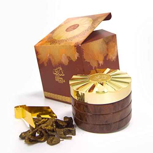 Al Haramain Shaza Dhahab Oudh Maal Attar Arabian Bukhoor - Premium Arabic Bakhoor Incense - Long-Lasting Scent - Islamic, Eid & Ramadan Gifts - Perfect for Home, Prayer, Meditation, Relaxation ? 75 gm