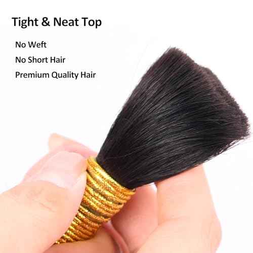 Human Braiding Hair for Boho Braids, 100% Virgin Human Hair No Chemical Processing, Black Bulk Human Hair for Braiding Small Knotless Braids Bohemian Style (Black - Deep Wave, 150g - 16 Inch)